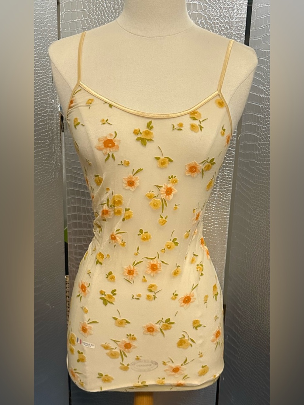 Cosabella Floral Slip Tank Top with Yellow Accents